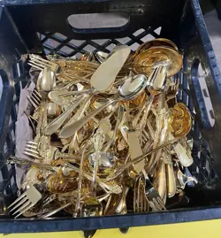 35lbs Vintage Heavy Gold-Plated Flatware German 23k Hard Gold Scrap Recovery - Image 2