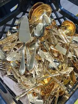 35lbs Vintage Heavy Gold-Plated Flatware German 23k Hard Gold Scrap Recovery - Image 3