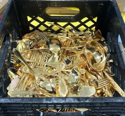 35lbs Vintage Heavy Gold-Plated Flatware German 23k Hard Gold Scrap Recovery - Image 5