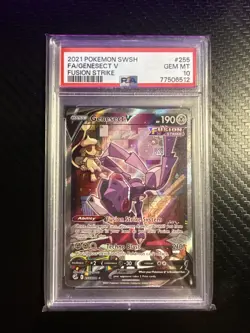 2021 ENGLISH Pokemon SWSH FA GENESECT V / Fusion Strike GEM MT 10 255/264 - Image 1