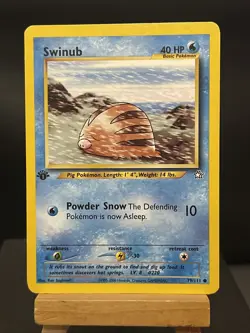 Pokemon Card Swinub 79/111 Neo Genesis 1st Edition Played - Image 1