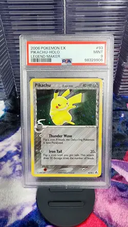 Pokemon PSA 9 MINT Pikachu 93/92 EX Legend Maker Secret Rare Holofoil 2006 Holo - Image 1