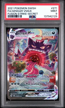 2021 POKEMON SWORD & SHIELD FUSION STRIKE SECRET #271 FULL ART/GENGAR VMAX PSA 9 - Image 1