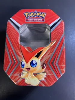 Pokemon TCG Black & White Victini Tin Only Empty 2011 Metal RARE Collectors - Image 1