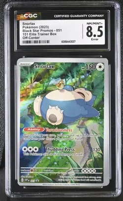 ERROR 2023 Pokemon Snorlax 051 SVPEN 151 Black Star Promo Holo CGC 8.5 TWISTED - Image 1