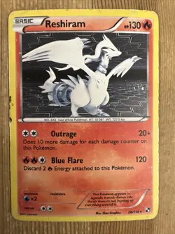 Pokemon TCG Reshiram Black and White 26/114 Holo Holo Rare DMG - Image 1