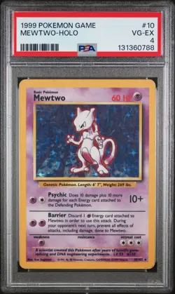 1999 POKEMON GAME #10 MEWTWO-HOLO PSA 4 - Image 1
