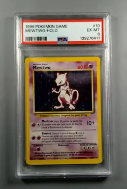 1999 Pokemon TCG Game Mewtwo HOLO Base Set 10/102 PSA 6 - Image 1