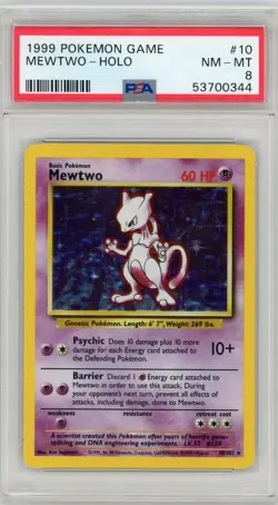 1999 POKEMON GAME MEWTWO-HOLO # 10 PSA NM-MT 8 - Image 1