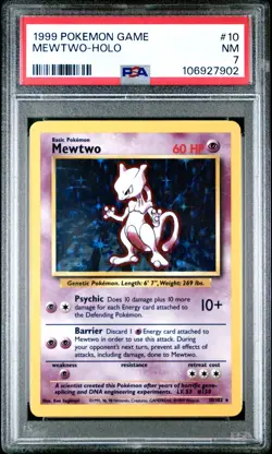 1999 Pokemon Game 10/102 - Mewtwo-Holo PSA 7 - Image 1