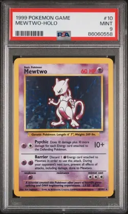 1999 Pokemon Game #10 Mewtwo - Holo PSA 9 MINT - Image 1