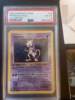 Mewtwo holo #10 - 1999 Pokemon Game - 1st Edition - PSA 4 VG-EX - Image 1
