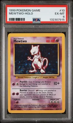 1999 Pokemon Game Mewtwo-Holo #10 PSA EX-MT 6 - Image 1