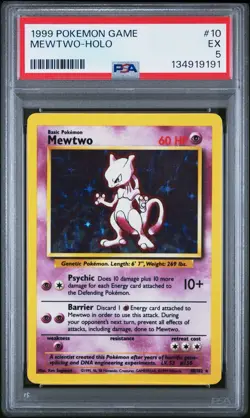 1999 Pokemon Game Base Set Mewtwo Holo #10 PSA 5 - Image 1