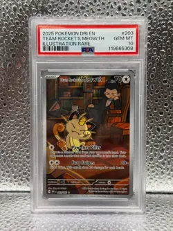 Team Rocket's Meowth 203/182 SV10: Destined Rivals PSA 10 gem #203 - Image 1