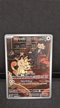 Pokemon Team Rocket's Meowth 203/182 Sv10: Destined Rivals Holo - Image 1