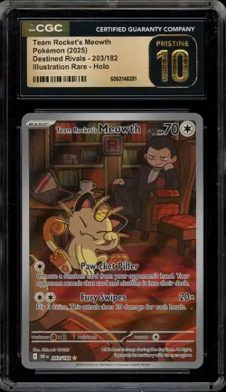 Pokemon Team Rocket's Meowth Destined Rivals Illust. Rare #203 CGC 10 Pristine - Image 1