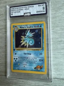 2000 POKEMON GYM HEROES HOLO-1ST EDITION #9 MISTY'S SEADRA AGS 8 - Image 1