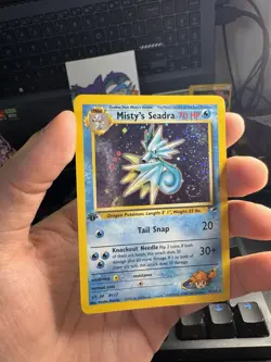 Pokemon TCG Misty's Seadra 1st Edition 009/132 Gym Heroes LP DOUBLE SWIRL 🌀🌀 - Image 1
