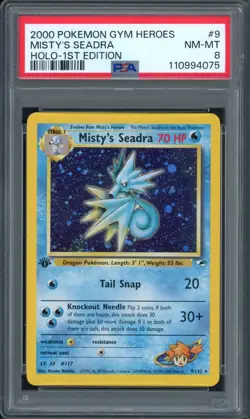 Pokemon PSA 8 NM-MT 1st Ed. Gym Heroes Holo Misty's Seadra 9/132 - Image 1