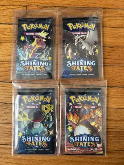 Lot of 4 Pokemon TCG Shining Fates Booster Packs, New, Sealed - Image 1