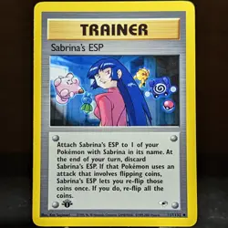 Sabrina's ESP 117/132 NM Gym Heroes 1st Edition Pokemon Card Pikachu Sugimori - Image 1