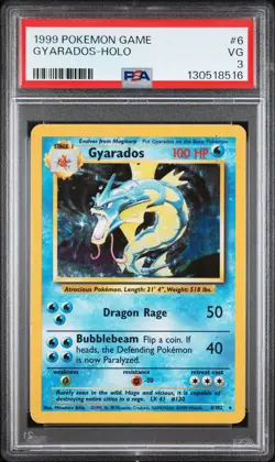 1999 POKEMON BASE SET UNLIMITED #6 GYARADOS-HOLO PSA 3 - Image 1
