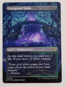 Overgrown Tomb (Borderless) MTG Lorwyn Eclipsed Dual Sided Shockland M/NM - Image 2