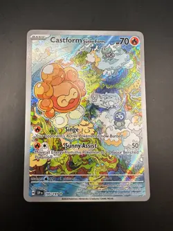 Pokemon TCG Castform Sunny Form 195/191 Sv08: Surging Sparks IR Holo Card - Image 1