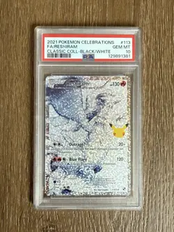 2021 Pokemon RESHIRAM Full Art HOLO 113/114 Celebrations PSA 10 Fresh Graded #2 - Image 1
