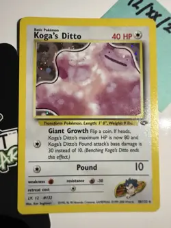 Koga's Ditto 10/132 Gym Challenge, Holo Rare, Pokemon TCG WOTC 2000, Nm - Image 1