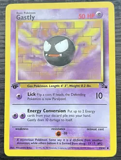 1st Edition Gastly 33/62 Pokemon TCG WOTC Base Set Fossil MINT NM - Image 1