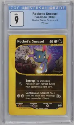 2003 Pokemon Best of Game 5 Rocket's Sneasel winner CGC 9 MINT - Image 1