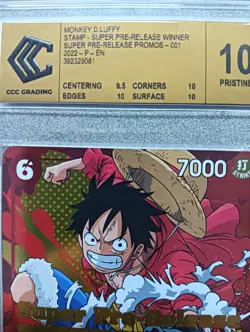 2022 ONE PIECE P-001 MONKEY D LUFFY CCC 10 PRISTINE SUPER PRE RELEASE PROMO ENG - Image 3