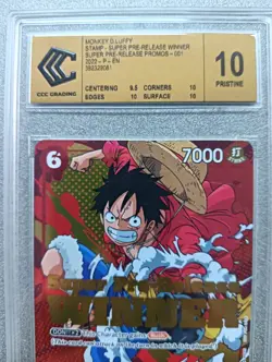 2022 ONE PIECE P-001 MONKEY D LUFFY CCC 10 PRISTINE SUPER PRE RELEASE PROMO ENG - Image 5