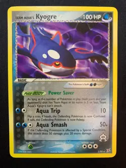TEAM AQUA'S KYOGRE - 3/95 - TEAM MAGMA VS TEAM AQUA - NON-HOLO POKEMON CARD - LP - Image 1