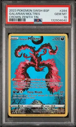 Galarian Moltres SWSH284 Crown Zenith Promo Card PSA 10 Gem Mint - Image 1