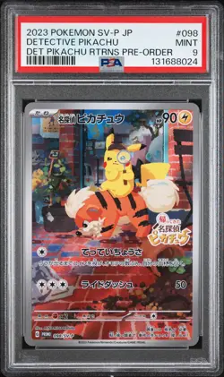 2023 POKEMON JPN SV-P PROMO #098 DETECTIVE PIKACHU PSA 9 - Image 1