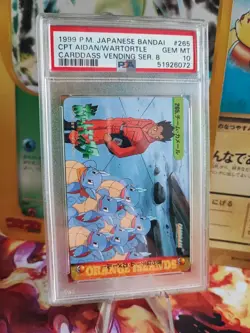 Pokemon Card #265 Carddass Vending Wartortle Cpt. Aidan Japanese PSA 10 - Image 1
