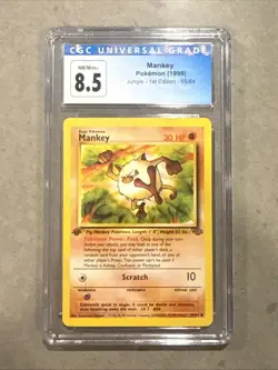 Pokemon Jungle Card 55/64 Mankey (Common) 1st Edition CGC 8.5 NM-Mint 1999 WOTC - Image 1