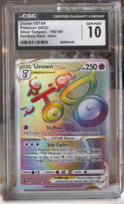 Unown VSTAR 199/195 – CGC 10 – Silver Tempest – Secret Rare – Holo Pokemon Card - Image 1