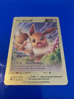 Gold foil Pokemon Eevee V SWSH065 Gold Fan Art Card-NM - Image 1
