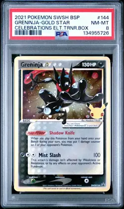 PSA 8 2021 Pokemon SWSH BSP Greninja Gold Star Celebrations Etb Promo NM-MT #144 - Image 1