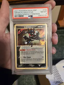 PSA 8 2021 Pokemon SWSH BSP Greninja Gold Star Celebrations Etb Promo NM-MT #144 - Image 1