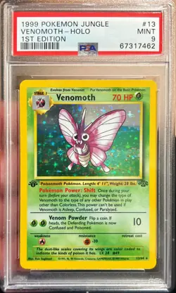 1999 Pokemon Jungle Venomoth 1st Edition Holo 13/64 PSA 9 Mint WOTC Vintage - Image 1