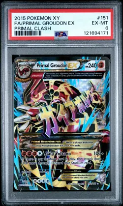 2015 POKEMON XY PRIMAL CLASH #151 FULL ART/PRIMAL GROUDON EX PSA 6 - Image 1