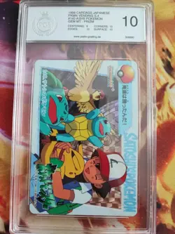 Pokemon 140 Ash Pikachu Squirtle Holo Prizm Carddass Vending Japan PGS PSA 10 - Image 2