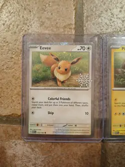 Pokemon Holiday Calendar Pikachu 025/165 & Eevee 133/165 Snowflake Promo Lot ×2 - Image 2