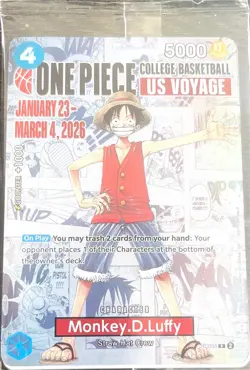One Piece Monkey D. Luffy US Voyage College Basketball Card - New Rutgers - Image 1
