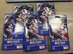 (5) One Piece OP14 THE AZURE SEA’S SEVEN Sleeved Booster Pack LOT - Image 1